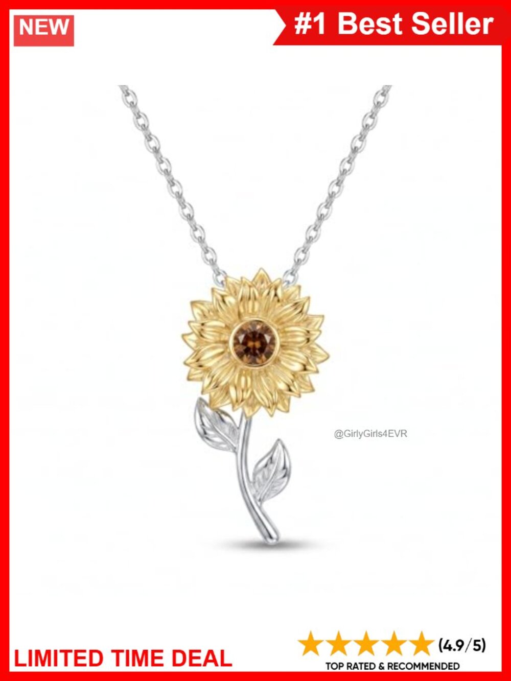 Sunflower Pendant Necklace 14k Gold Plated Stainless Steel Chain You Are My